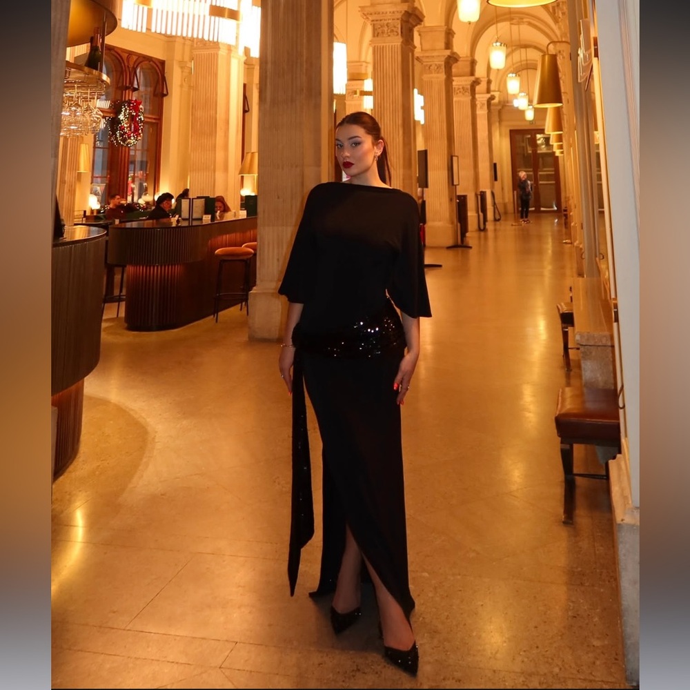 ZARA CUMMERBUND MIDI DRESS - Picture 4 of 17